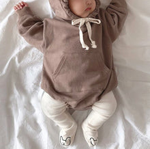 Load image into Gallery viewer, Teddy Bear Hoodie Romper
